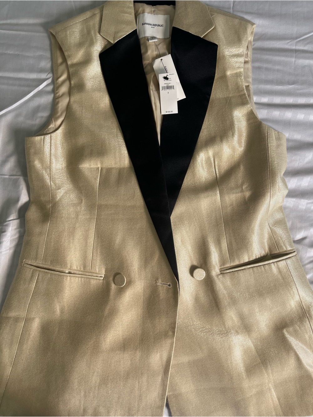WoMen's Metallic Gold Vest Blazer - Tailored Formalwear